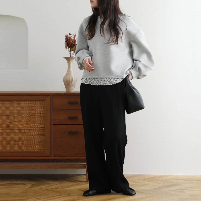 3色樂天日系寬鬆V領燈籠袖上衣-秋冬時尚百搭外套