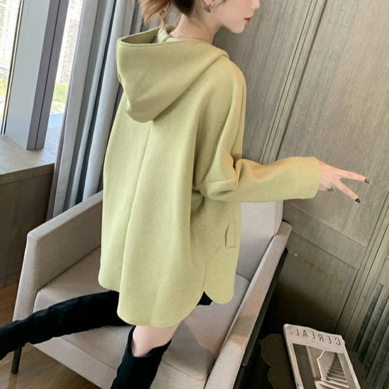 冬季韓系連帽帽T 寬鬆顯瘦拉鍊外套 設計感上衣