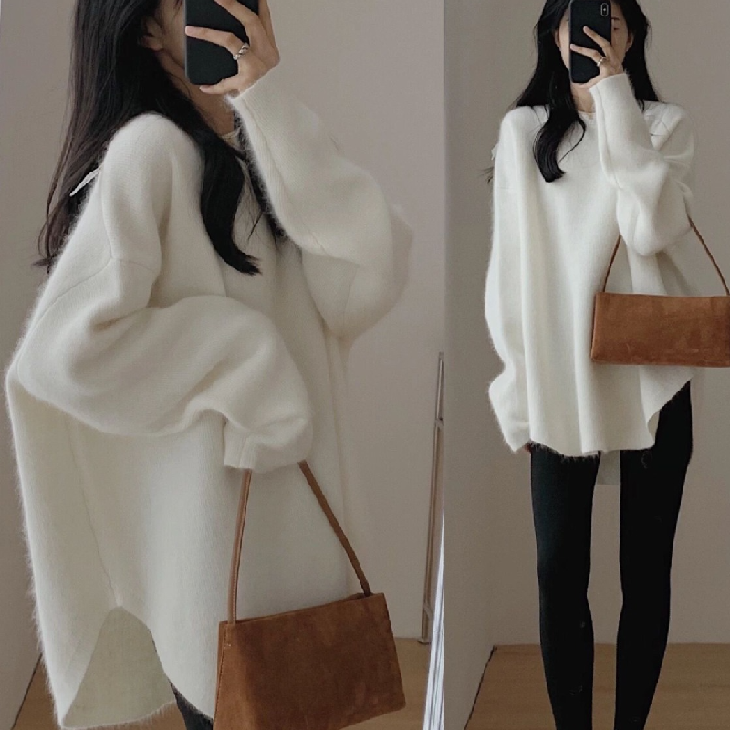 韓國寬鬆軟軟糯糯春秋薄款針織上衣 休閒韓版素面內搭