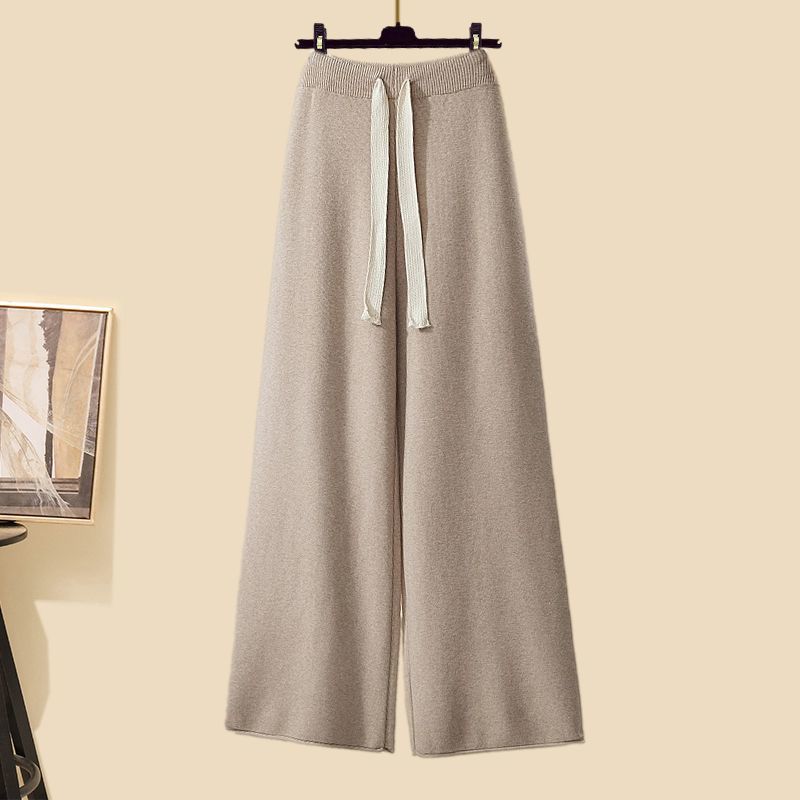 【單品可選】冬季套裝長款針織外套搭配針織毛衣寬褲三件套