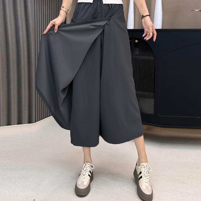 簡約顯瘦褲裙 百搭 寬鬆 設計感 不走光 八分寬褲