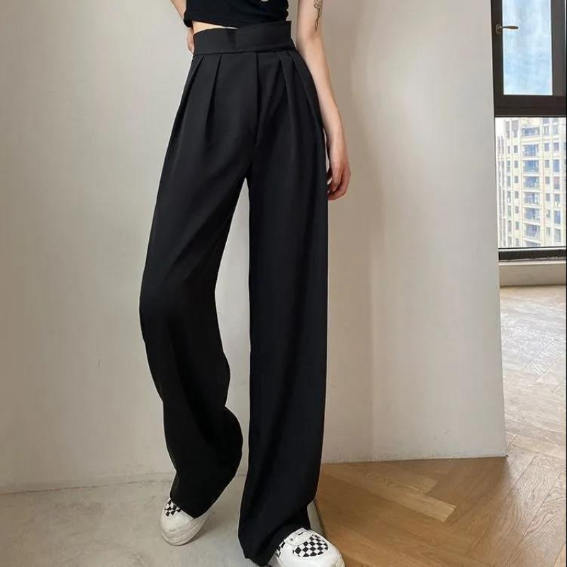 韓版「魔鬼氈」寬鬆垂墜感休閒寬褲 西裝褲