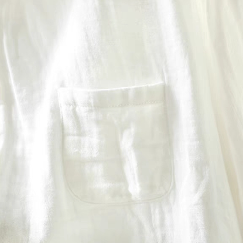 雙層棉紗寬鬆襯衫 五分袖設計 文青休閒百搭上衣