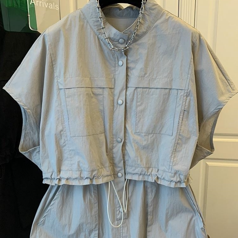 歐系工裝風洋裝 層次拼接疊穿感 短版顯瘦 嬌小顯高