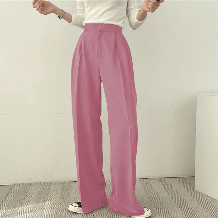 【單品可選】高級chic春秋季休閒翻領套裝 西裝外套高腰垂墜西裝寬褲兩件套