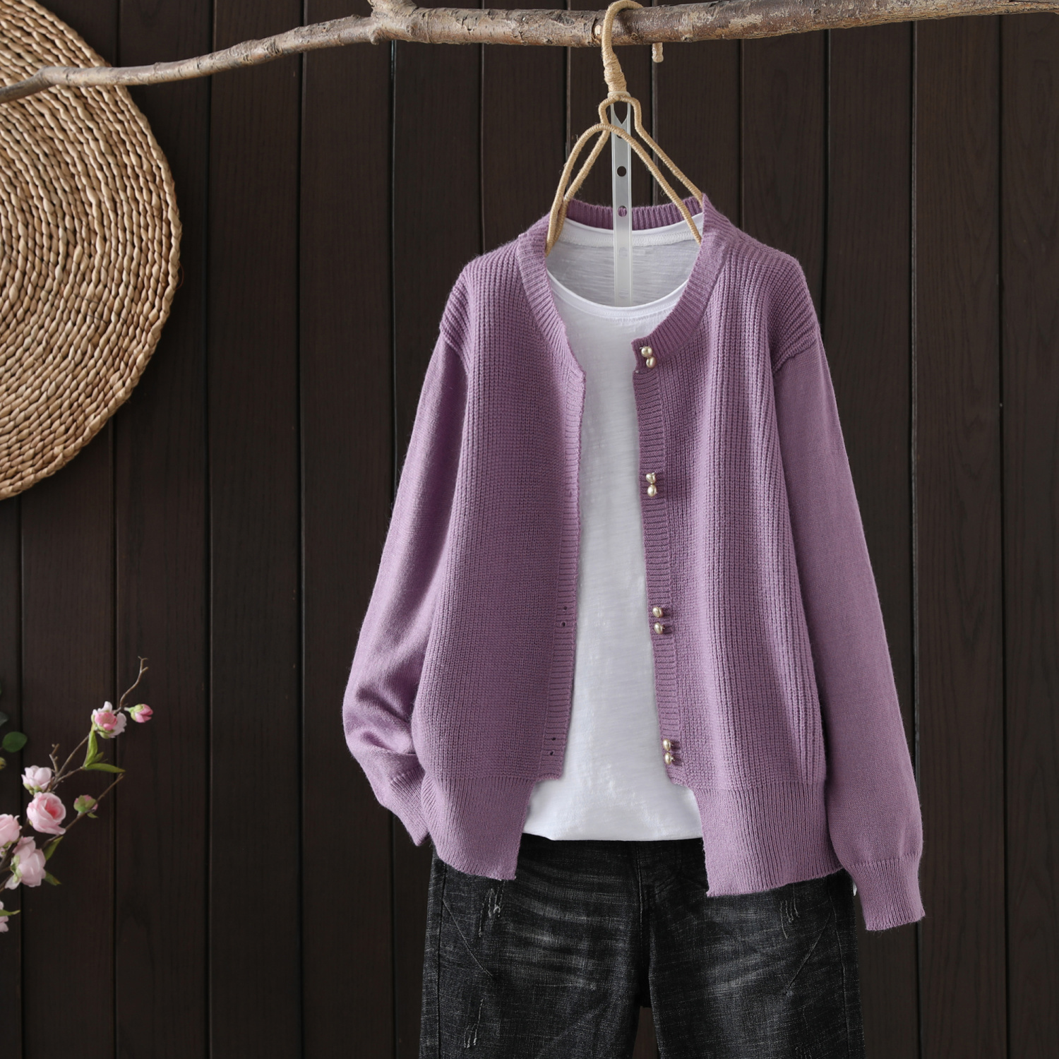 韓系純色慵懶風針織開衫外套 寬鬆長袖超軟糯毛衣 修身顯瘦百搭設計