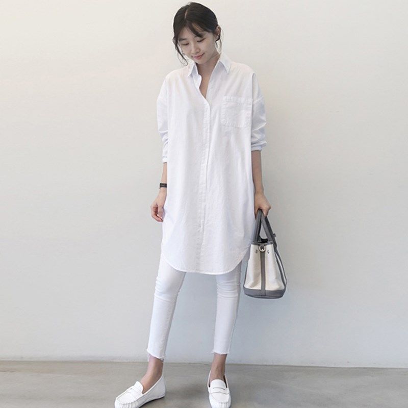 簡約 ‧ 韓國東大門純棉長袖襯衫洋裝上衣