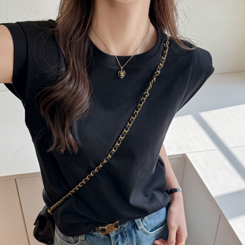 夏季圓領飛飛袖上衣 短袖寬鬆百搭休閒款氣質女裝