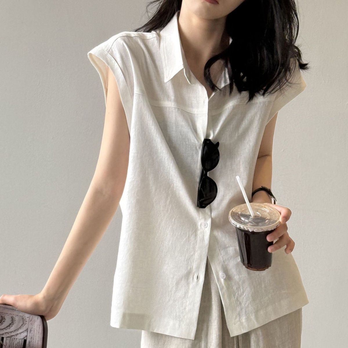 素面小飛袖襯衫 輕盈透氣 氣質通勤款