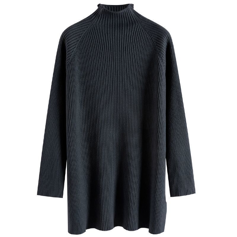 高領針織長洋裝 寬鬆剪裁 秋冬搭大衣百搭款