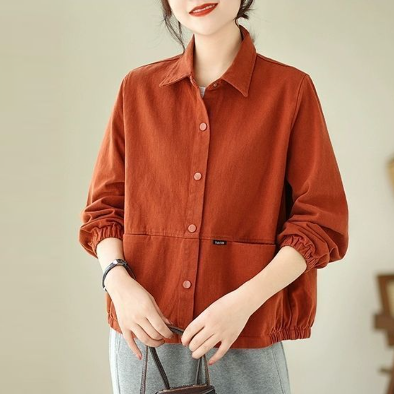 休閒襯衫外套 短版落肩 寬鬆好搭 彈性縮口