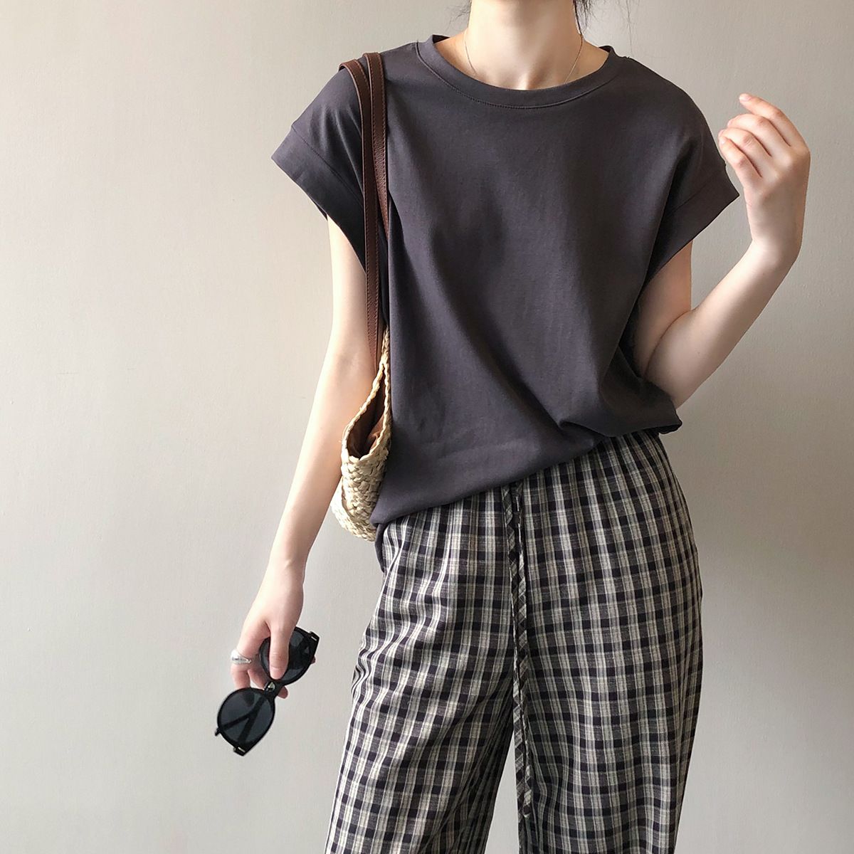 通勤百搭設計感小飛袖 無袖T恤 寬鬆 純棉大版 無袖T恤背心上衣T