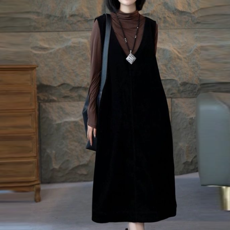 背心無袖洋裝 V領A字版 氣質顯瘦 休閒高級感（可內搭）