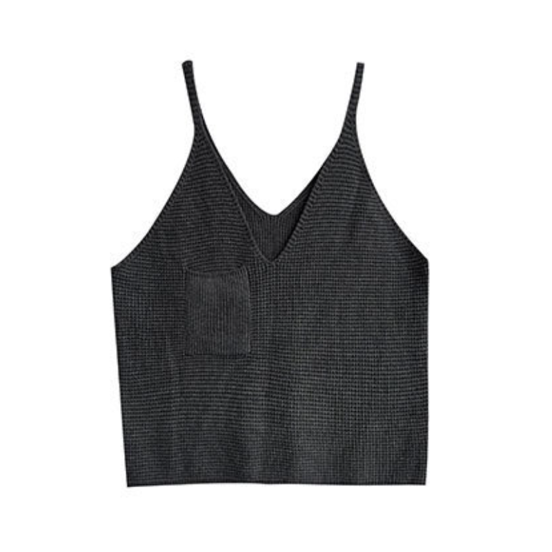 寬鬆針織背心 短版深V 外搭疊穿 慵懶感（Old Money Style）