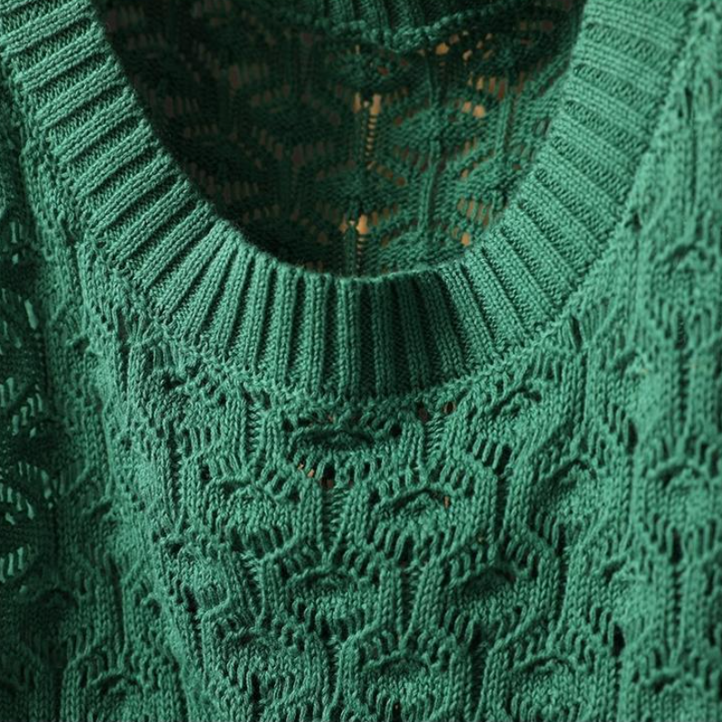 鏤空提花針織背心 素面寬鬆休閒無袖坎肩