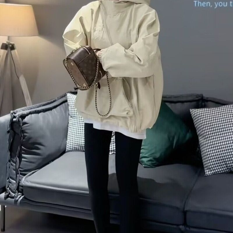 韓版連帽休閒寬鬆外套-春季斜拉鍊設計感小眾衝鋒衣