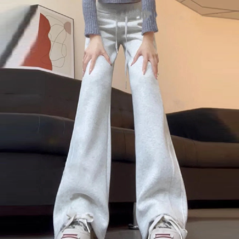 保暖喇叭褲-修身內刷毛棉褲素面彈性加長立體車縫