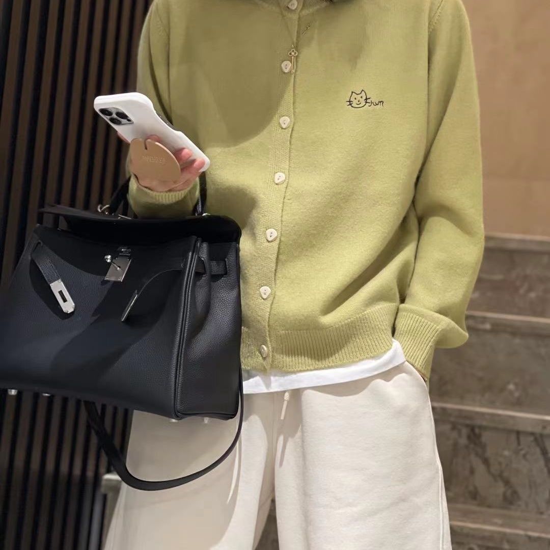 柔軟親膚刺繡針織開襟外套 防曬 復古單排扣