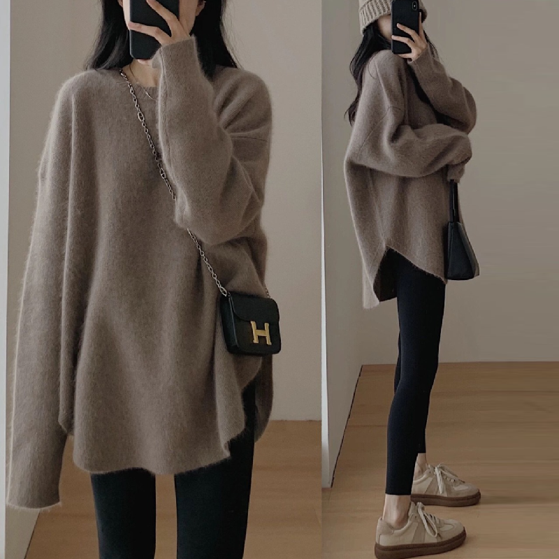 韓國寬鬆軟軟糯糯春秋薄款針織上衣 休閒韓版素面內搭