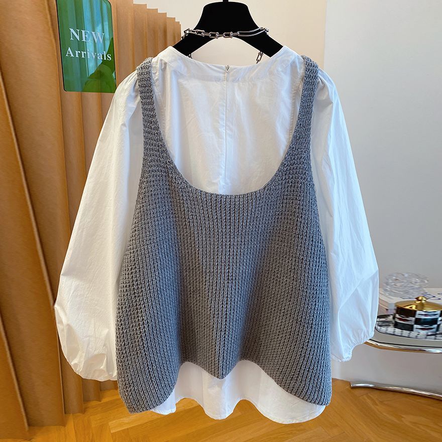 韓款百搭毛衣背心2025秋新設計清新女潮簡約大碼純色