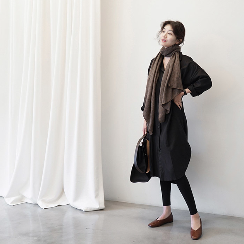 簡約 ‧ 韓國東大門純棉長袖襯衫洋裝上衣