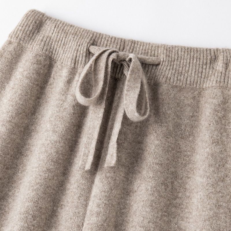 高腰顯瘦超彈羊毛寬褲 休閒拖地針織長褲