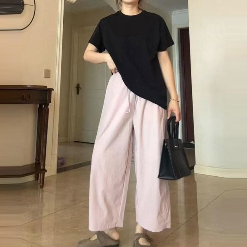 涼感寬褲 輕薄透氣 抗皺好整理 九分休閒褲