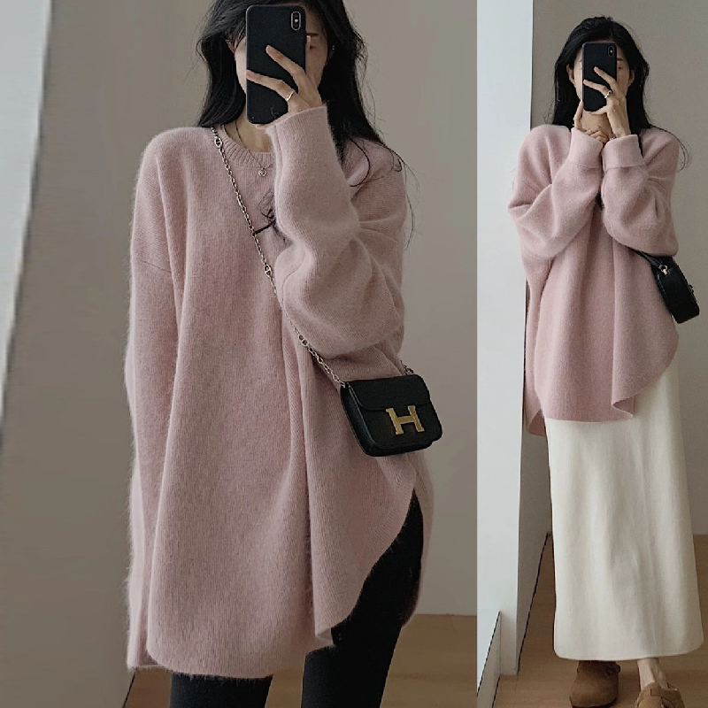 韓國寬鬆軟軟糯糯春秋薄款針織上衣 休閒韓版素面內搭