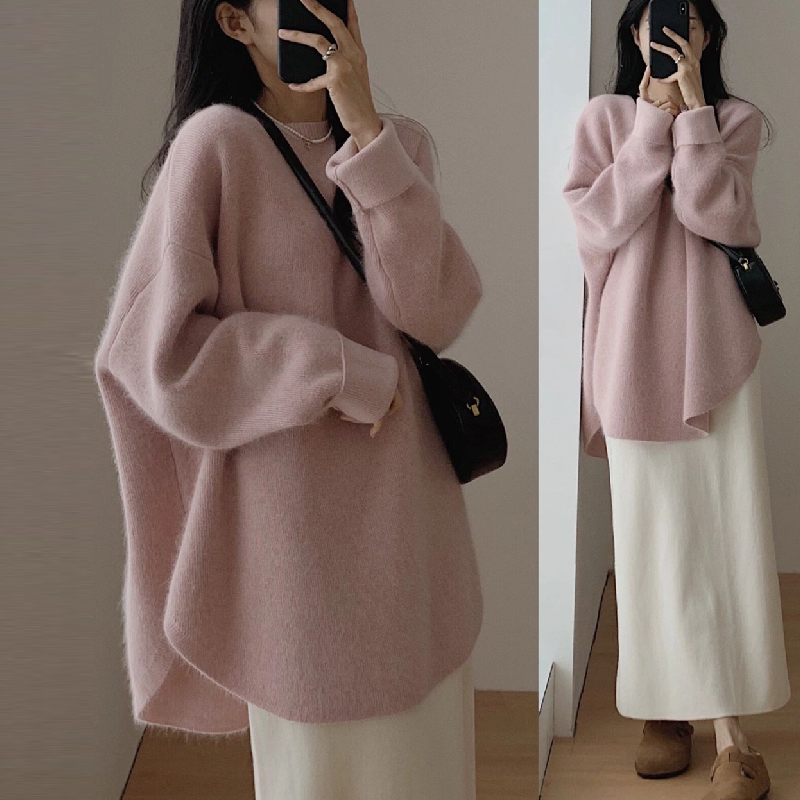 韓國寬鬆軟軟糯糯春秋薄款針織上衣 休閒韓版素面內搭