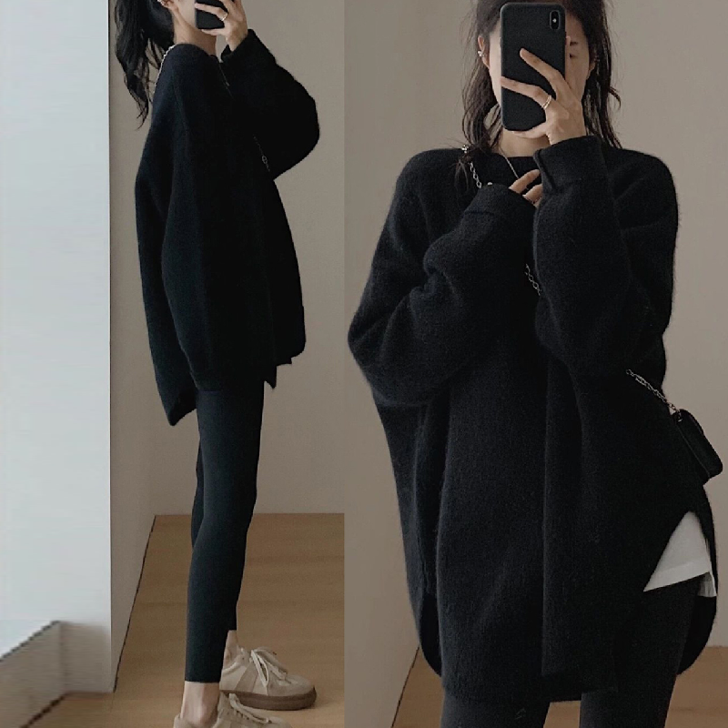 韓國寬鬆軟軟糯糯春秋薄款針織上衣 休閒韓版素面內搭