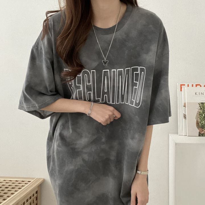 水洗暈染寬鬆短袖T恤 寬鬆街頭風 休閒百搭款