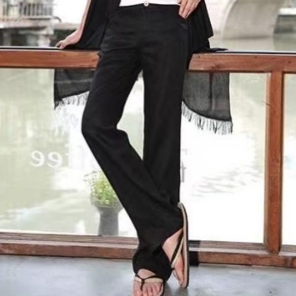 熱銷推薦 全6色 日系風素面 顯腿長 亞麻 直筒 高腰 休閒褲