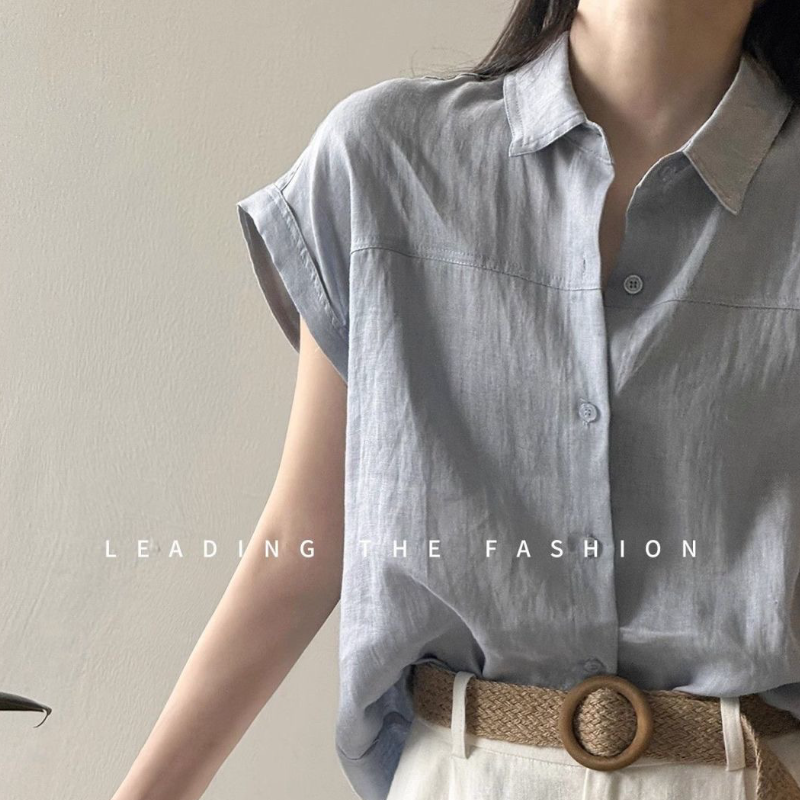 素面小飛袖襯衫 輕盈透氣 氣質通勤款
