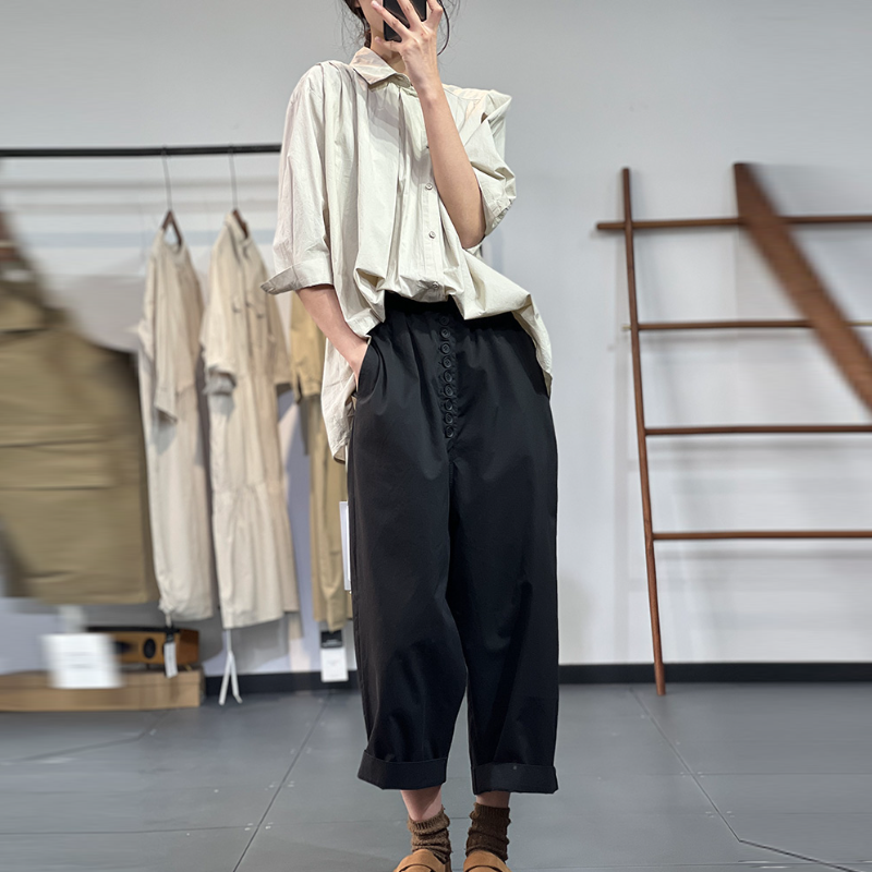 簡約．素色設計感高腰哈倫寬褲