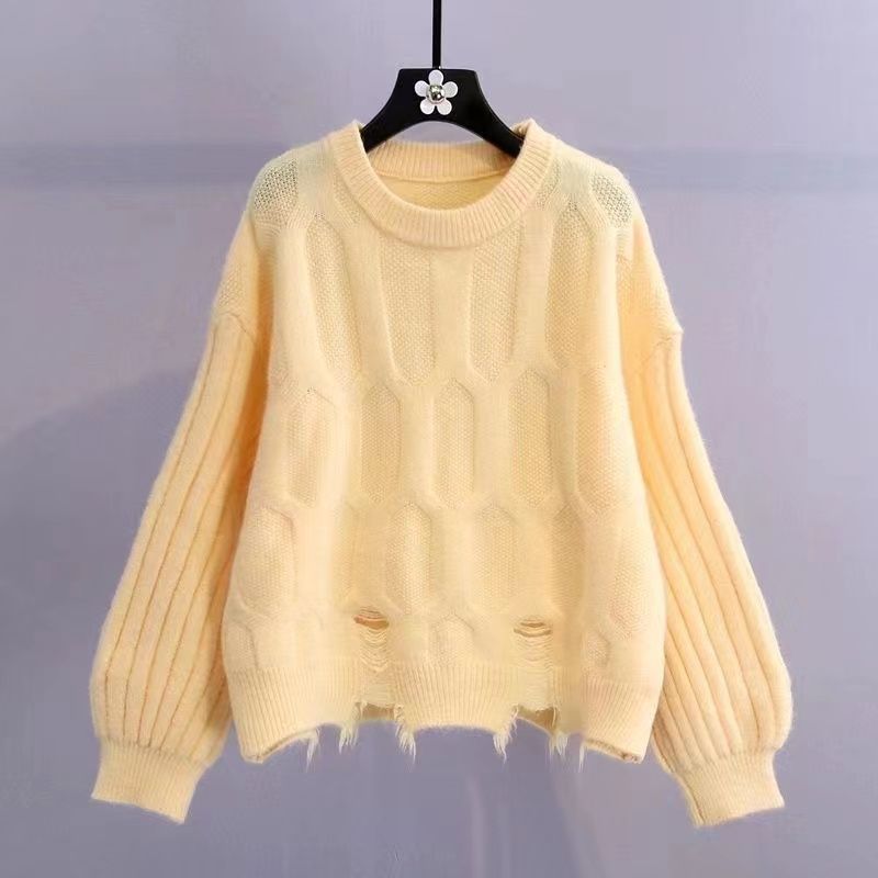 「套裝/單件」奶色系針織上衣＋寬版長褲兩件式套裝 秋冬溫柔穿搭