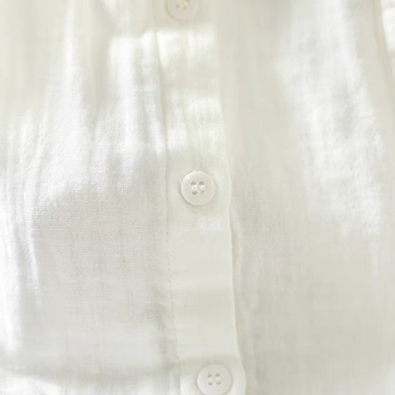 雙層棉紗寬鬆襯衫 五分袖設計 文青休閒百搭上衣