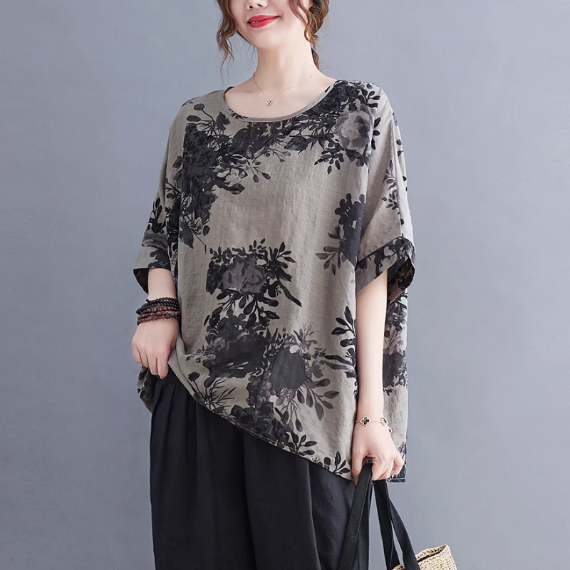 休閒·文藝優雅寬鬆蝙蝠袖上衣 寬鬆減齡t恤