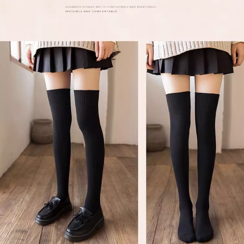 秋冬加厚保暖過膝襪-防滑護膝毛圈大腿襪 高筒長襪