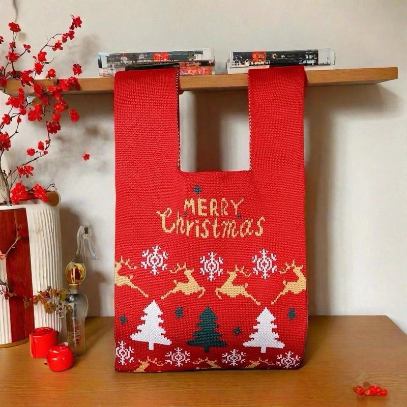 聖誕針織腕提禮物袋 裝糖果/小禮/交換禮物（多圖樣）