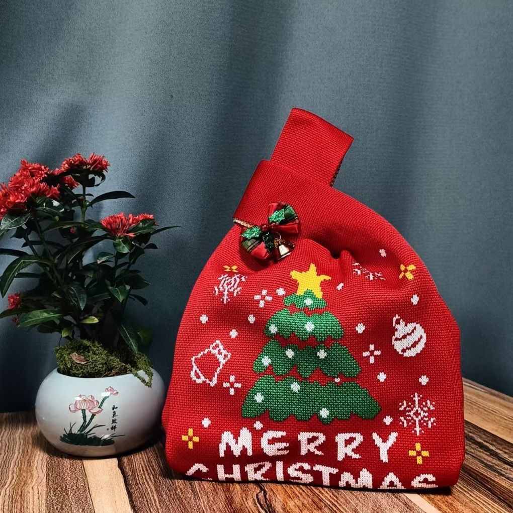 聖誕針織腕提禮物袋 裝糖果/小禮/交換禮物（多圖樣）