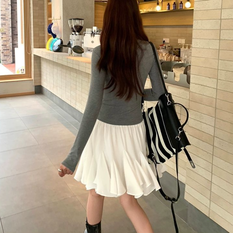 芭蕾仙女裙 新款白色A字短裙 防透內襯 鬆緊腰坐不卡腹