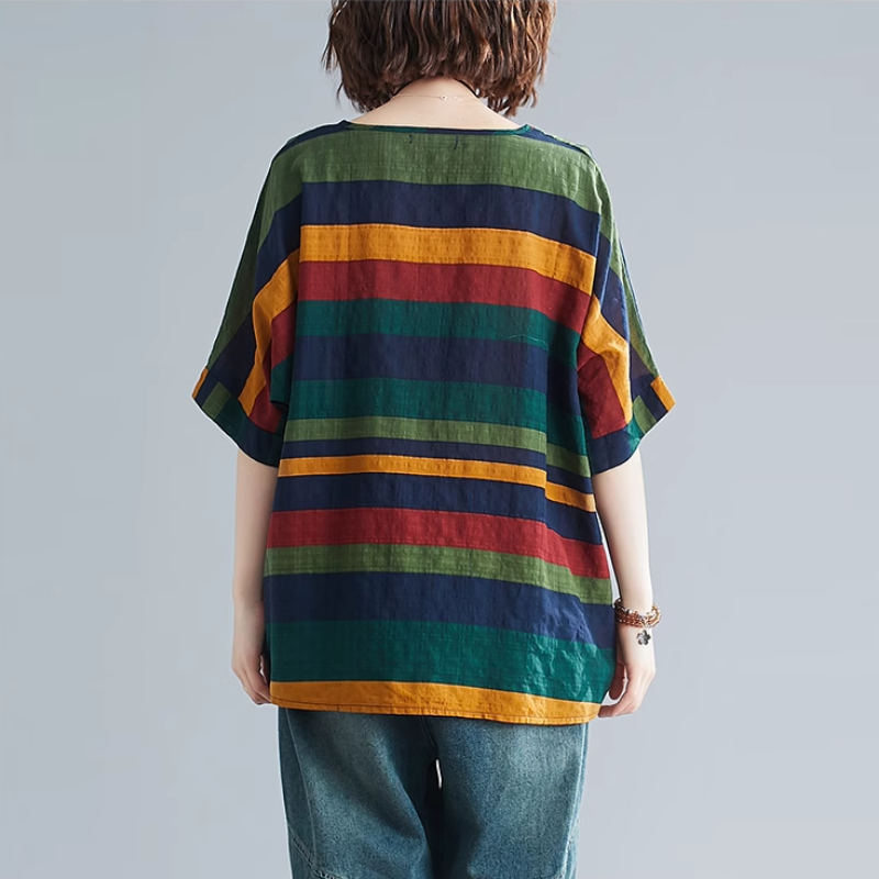 休閒·文藝優雅寬鬆蝙蝠袖上衣 寬鬆減齡t恤