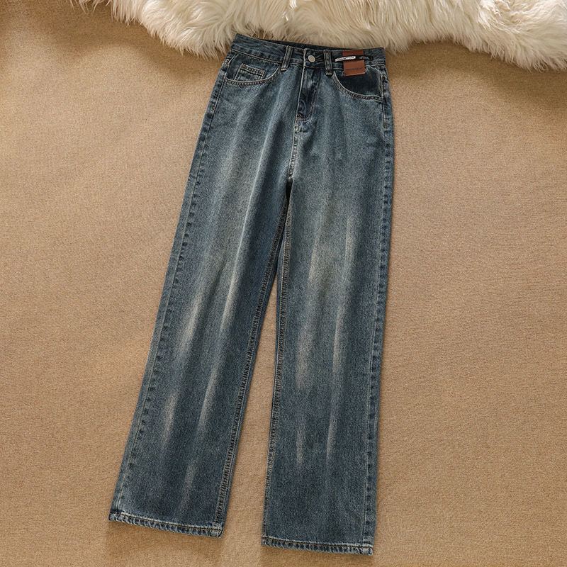 【單品可選】韓版復古潮流套裝 慵懶拼色針織上衣外套+高腰牛仔褲兩件套