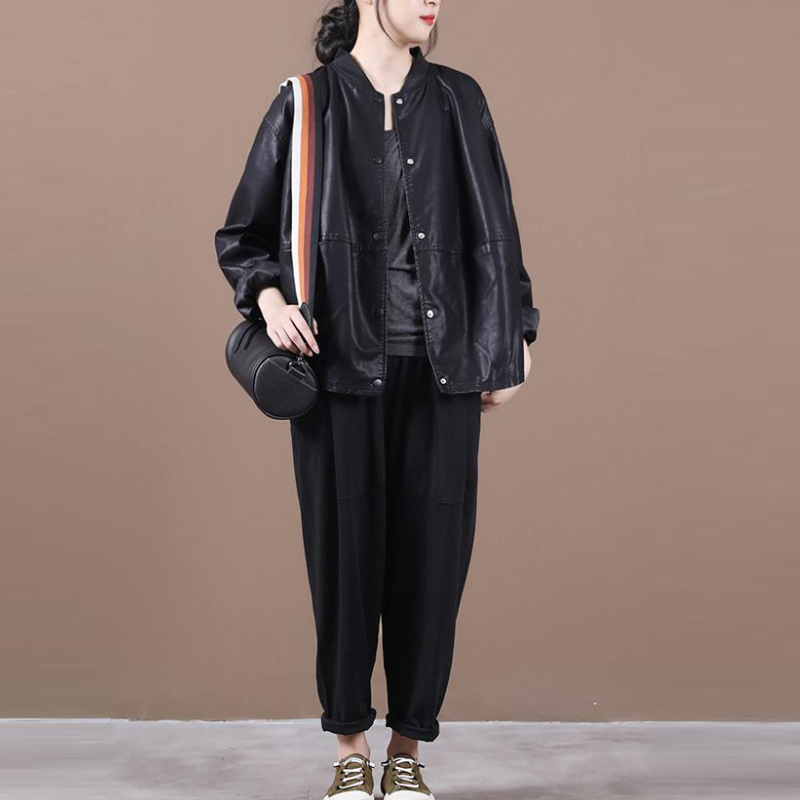 大碼皮衣夾克 大碼寬鬆 潮流感設計 可選加厚版