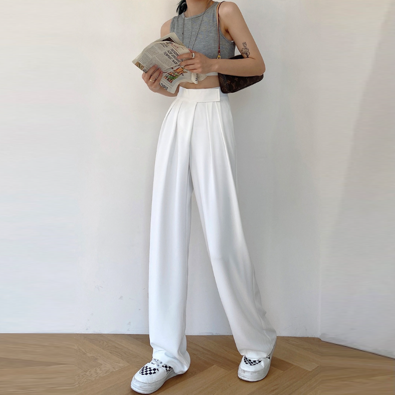 韓版「魔鬼氈」寬鬆垂墜感休閒寬褲 西裝褲