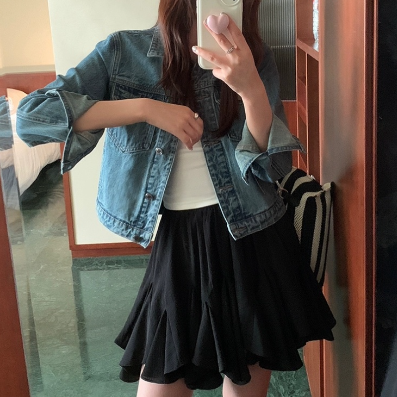 芭蕾仙女裙 新款白色A字短裙 防透內襯 鬆緊腰坐不卡腹