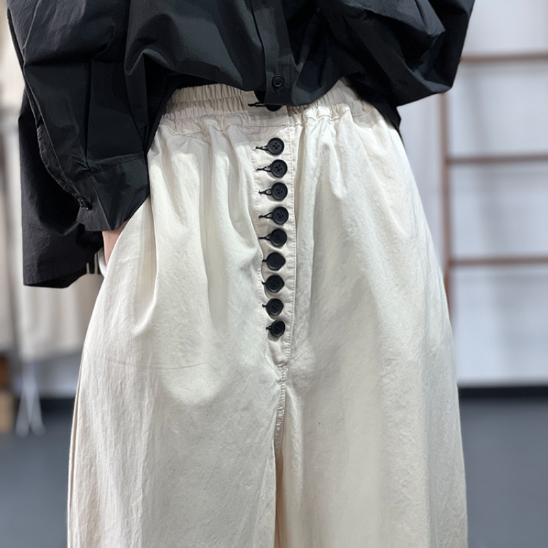 簡約．素色設計感高腰哈倫寬褲