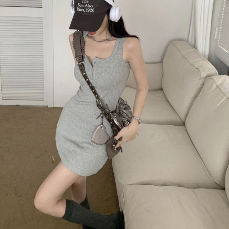 條紋針織開襟外套＋背心洋裝｜兩件式 甜辣風 修身顯瘦（長版／短版）