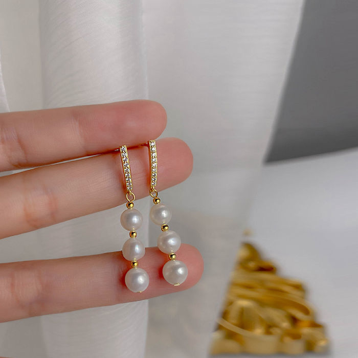 高級感輕奢珍珠耳飾 流蘇耳環長款