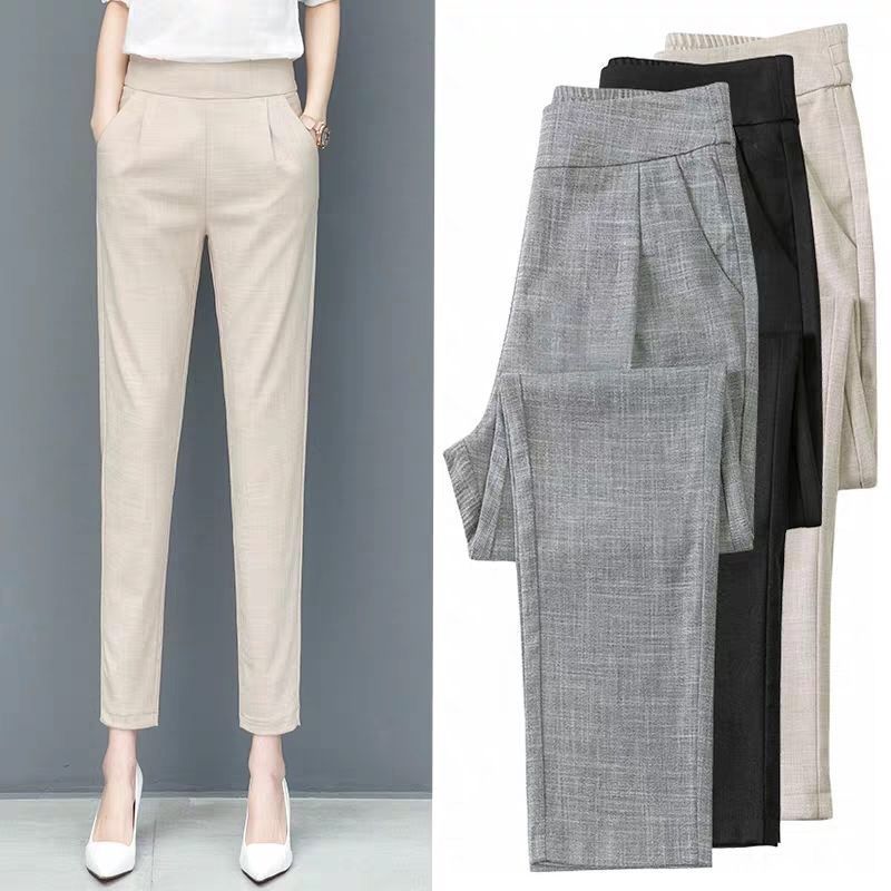 春夏棉麻哈倫褲 布料進化 高腰顯瘦直筒九分褲